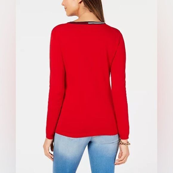 Tommy Hilfiger Ivy Preppy Academia V neck Sweater Top - Picture 9 of 9